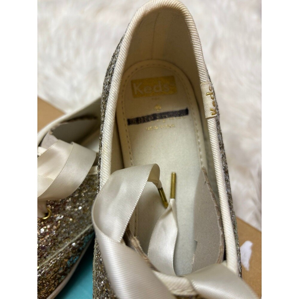 Kate Spade Keds Platinum Glitter Bridal Shoes Sz 7.5 - Picture 3 of 6